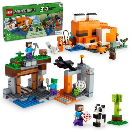 OFFSITE LEGO Minecraft Gift Set, 3 Imaginative Building Sets in 1 Box, Video