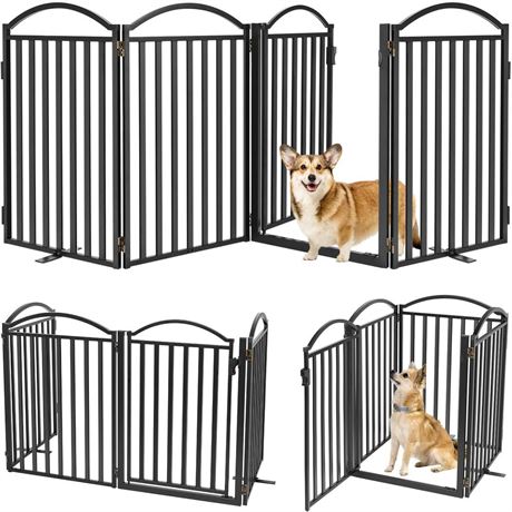 Malier Metal Freestanding Dog Gates with Door, 32'' Height 4 Panels Dog Gates