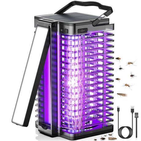 Solar Bug Zapper for Outdoor Indoor, Cordless & Rechargeable Mosquito Zapper