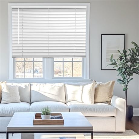 Chicology 36"W x 72"H White Cordless Vinyl Mini Window Blinds 1" Slats