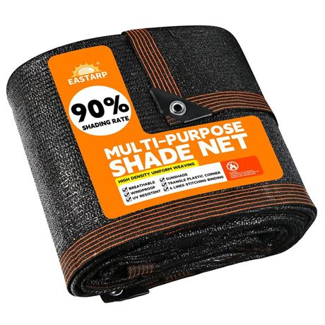 90% Shading Rate 16'x20' Black Shade Cloth,UV Resistant Durable Mesh Tarp with