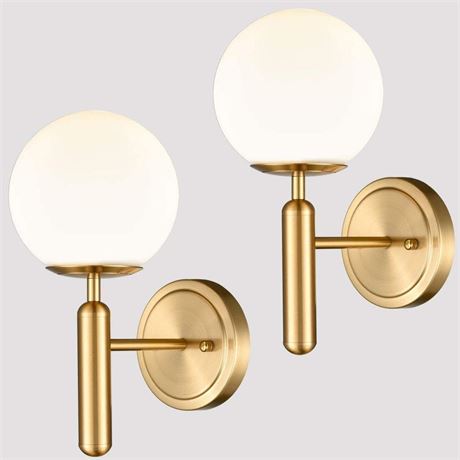 DIRYZON EUL Mid-Century Modern Wall Sconce Golden Globe Glass Wall Light for