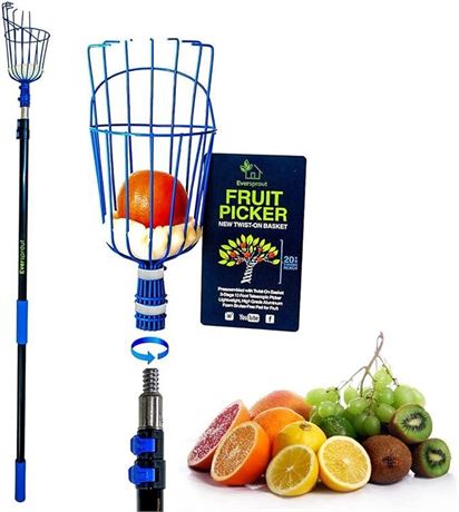 EVERSPROUT 12-Foot Fruit Picker (20+ Foot Reach) | Telescoping Fruit Picker