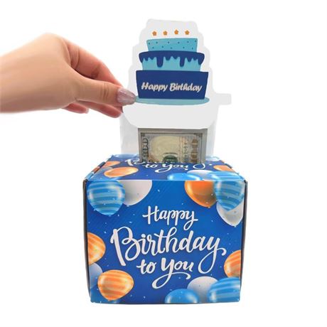 Birthday Money Box for Cash Gift Pull, Money Gift Money Banks Boxes with Cake