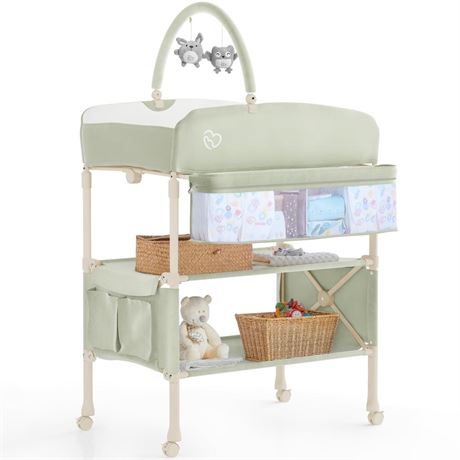 Portable Baby Changing Table, BabyBond Foldable Table Dresser Waterproof Diaper