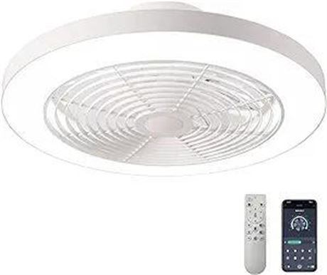 Low Profile Ceiling Fan - 19.7" Smart Bladeless ceiling fans with light and