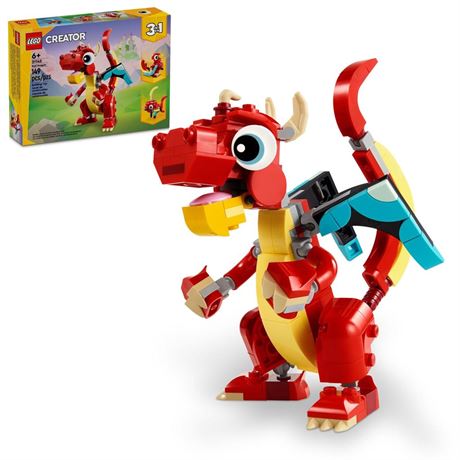 LEGO Creator 3 in 1 Red Dragon Toy, Transforms from Dragon Toy to Fish Toy to