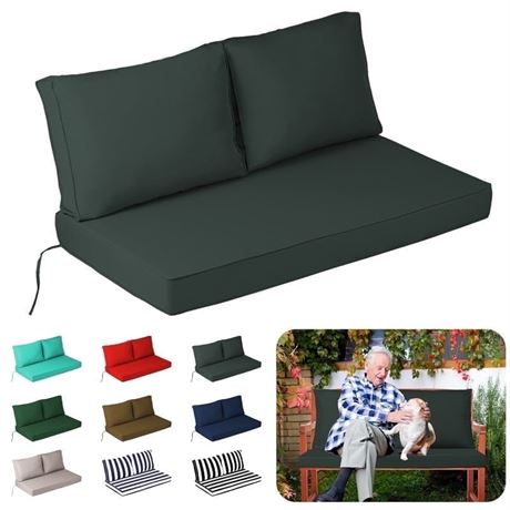 XXLYY Outdoor Loveseat Cushions, 48" x 24", Waterproof Fade Resistant Seat and