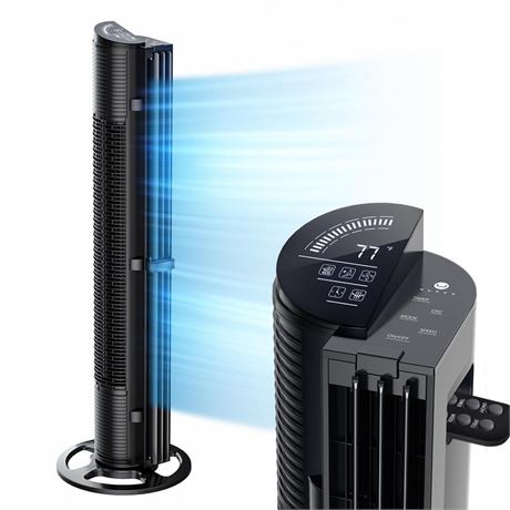 U ULTTY Tower Fan for Bedroom, 30ft/s Velocity Quiet Floor Fan, 60° Oscillating