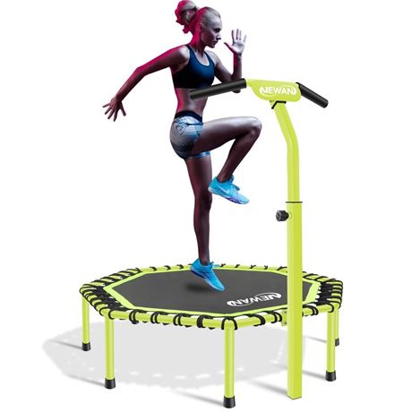 Newan 48" Fitness Trampoline with Adjustable Handle Bar, Silent Trampoline