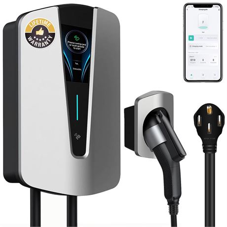 Level 2 EV Charger 40 Amp - RFID Card, 25ft Cable, Outdoor/Indoor, NEMA 14-50