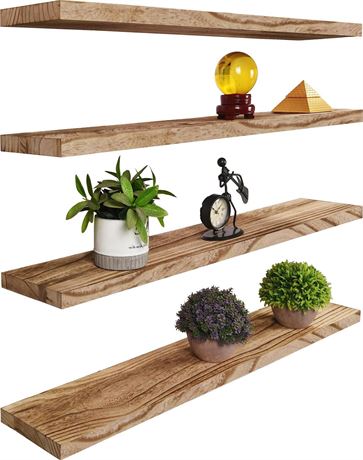 Wood Floating Shelves for Wall Decor Storage, Hanging Rustic Wall Shelves for