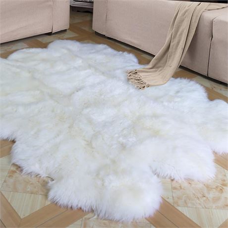 Sheepskin Rug Genuine Australian Sheepskin Area Rug 5x7 ft, Real Fur Rug for