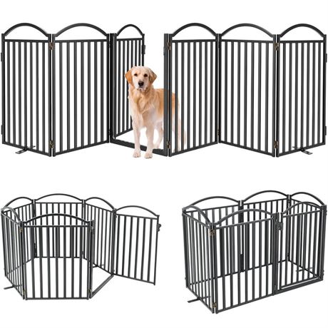 Malier Metal Freestanding Dog Gates with Door, 32'' Height 6 Panels Dog Gates
