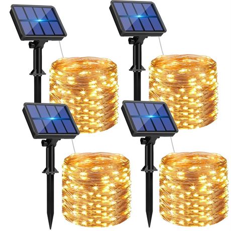 4 Pack Solar String Lights Outdoor - 320LED 132FT Solar Fairy Lights Waterproof