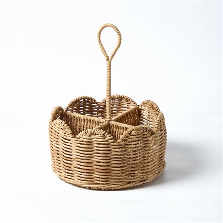 Rattan Scallop Utensil Holder, Brown, 8.25" x 10.75", by My Texas House