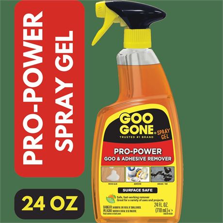 Goo Gone Pro-Power Heavy Duty Tape, Adhesive & Grease Remover Spray Gel, Orange