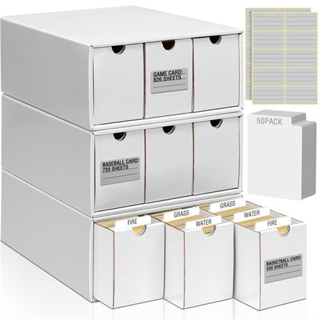 Kitoyz 5000+Trading Card Storage Box with 50 Cardboard Storage Box Card