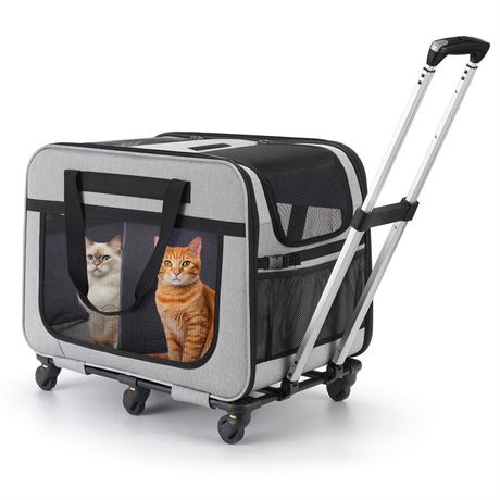 Extra Large Double Pet Carrier with Wheels for Small Dogs and All-Breed Cats,