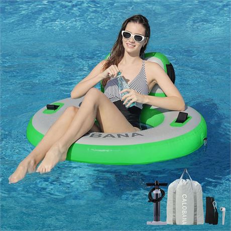 Round Floating Ring Inflatable Water Hammock Heavy Duty River Floats Lake Raft