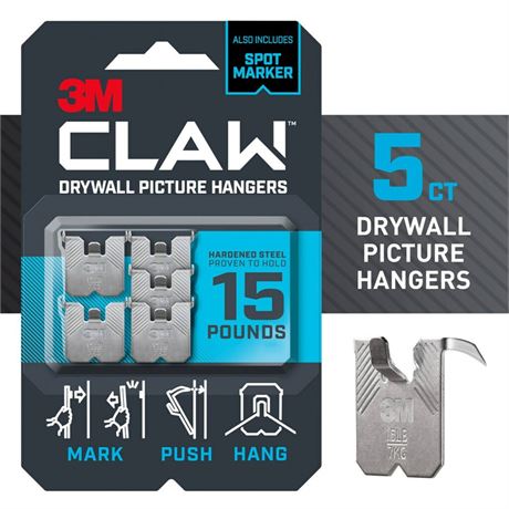 3M CLAW 15 lb. Drywall Picture Hanger with Spot Marker, Gray, Hanging Solution