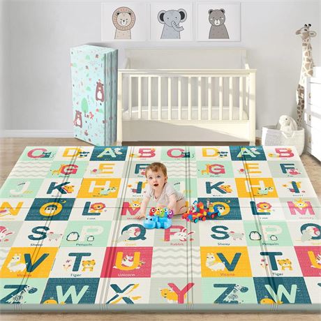 Gimars Baby Play Mat, Reversible and Foldable Baby Mat for Floor, 79 x 71 x