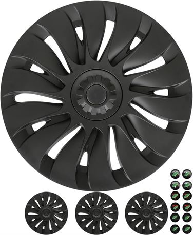 Model Y 19 Inch Wheel Cover Hubcaps: 19 Inch Hubcaps with Logo Wheel Center Cap