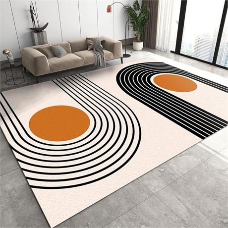 3x5ft Area Rug, Mid Century Modern Sun Area Rug, Boho Abstract Geometry Indoor