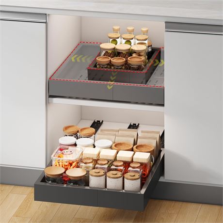 Pull out Cabinet Organizer,Width (11"-16") and Depth (17"-24") Expandable With