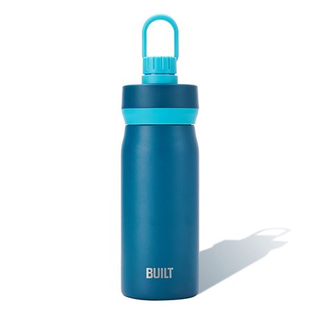 BUILT Cascade 16 oz Stainless Steel Kids Water Bottle with Leakproof Flip-Top