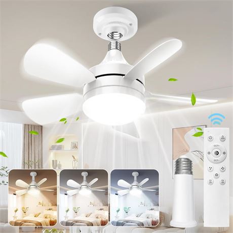 Socket Ceiling Fans with Lights and Remote - Socket Fan Light with Dimmable Led