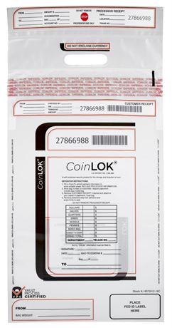 ControlTek CoinLok 12" x 24.5", Clear, 50 Bags, Tamper Resistant Coin Bag, Cash