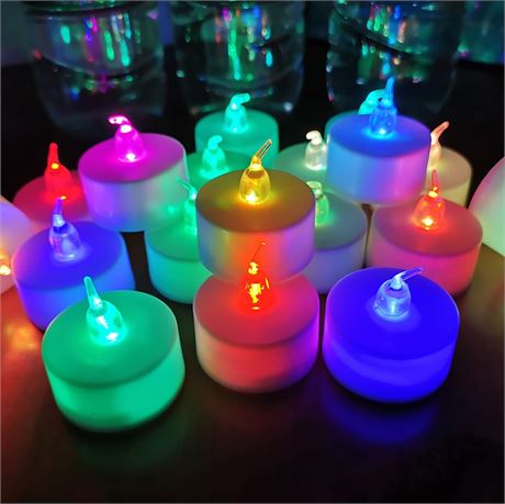LANKER 24 Pack LED Tea Lights Candles – 7 Color Changing Flameless Tealight
