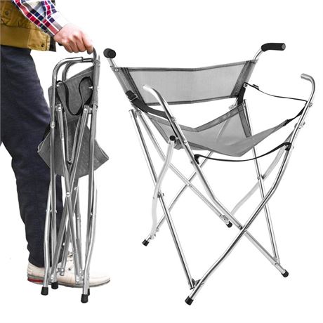 Walking Stick Chair Seat - Folding Camping Cane Portable Stool Heavy Duty Aids