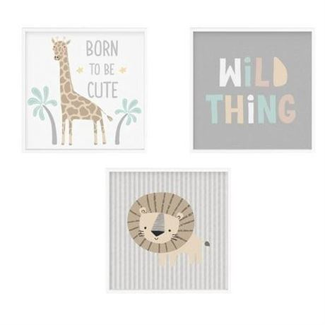 Parent S Choice 3-Piece Set Baby Nursery Canvas Wall Art  Jungle  7  X 7