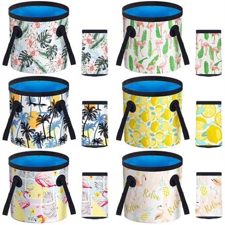 6 Pack Collapsible Bucket 5 Gallon Tropical Style Container Folding Water