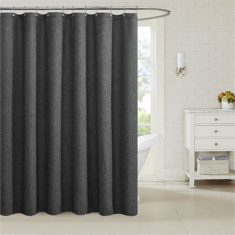 Better Homes & Gardens Solid Waffle 72  X 72  Fabric Shower Curtain  Gray