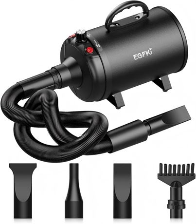 EGFKI Dog-Hair-Dryer, 5.2HP/ 3800W High Velocity Pet Blow Dryer with Heater for
