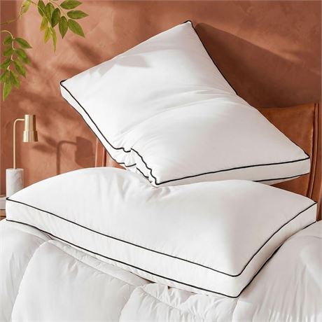 Goose Feather Down Pillows Standard Size Set of 2, Hotel Collection Bed Pillows
