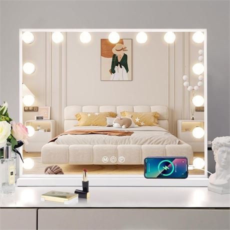 Vanity Mirror with Lights 15LED Bulbs 3 Lighting Modes Lighted Makeup Mirror
