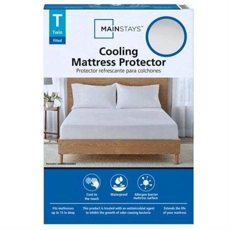 Mainstays Cooling Waterproof Fitted Mattress Protector  Twin