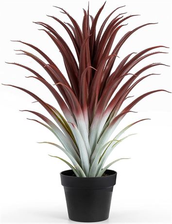 Hyper Realistic Big Red Artificial Aloe Vera Plant 26 Inches Tall. Large Faux