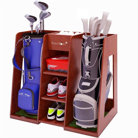 Golf Bag Organizer Storage Rack Stand Holder Fits 2 Extra Large Golf Club Bags