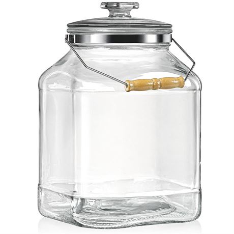 2.5 Gallon Wide Mouth Glass Jars with Lids, Heavy Duty Large Glass Jar with