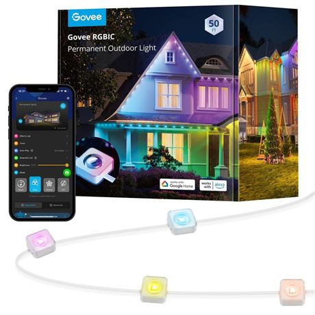 Govee Permanent Outdoor Lights, Smart RGBIC Outdoor Lights with 75 Scene Modes,