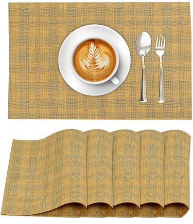 Ruvanti Placemats 100% Cotton 13x19 Inch, Dining Table Placemats Set of 6,