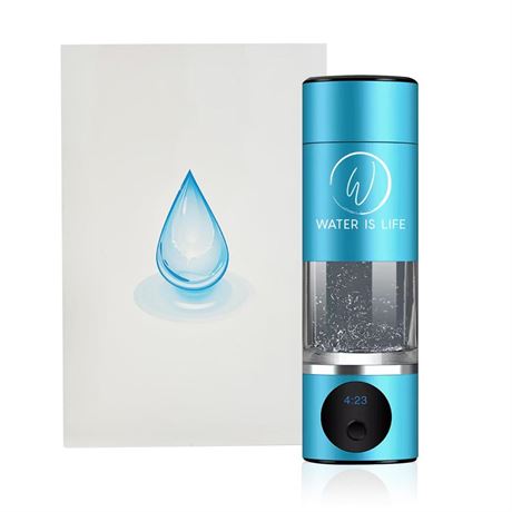 WATER IS LIFE Premium Waterproof Hydrogen Water Ionizer Bottle with LED Light,