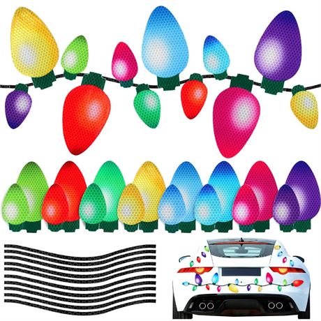 68Pcs Christmas Magnetic Lights Set, 48Pcs Colorful Bulb Magnets Stickers with