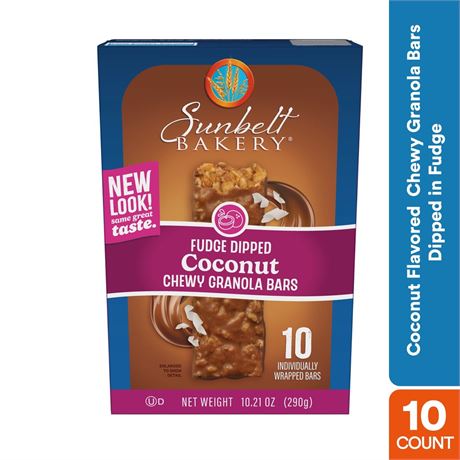 Sunbelt Bakery Chewy Granola Bars, Fudge Dipped Coconut, 10 Ct 2 Boxes