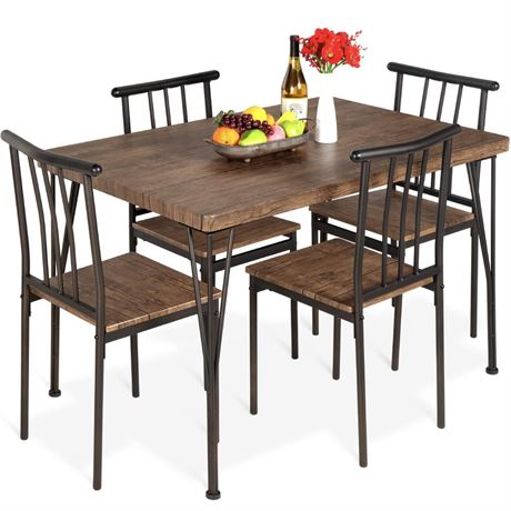 Best Choice Products 5-Piece Metal And Wood Indoor Modern Rectangular Dining